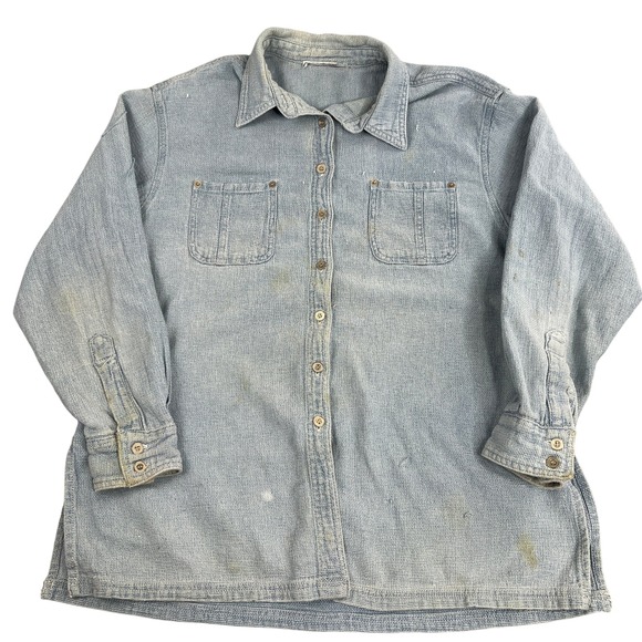 Other - Vintage Y2K Textured Surf Button Down Medium Blue Men Streetwear Boho Shirt